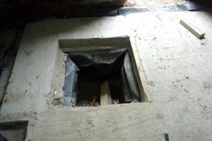 Slab ready for installation of Newton sump and pump systems