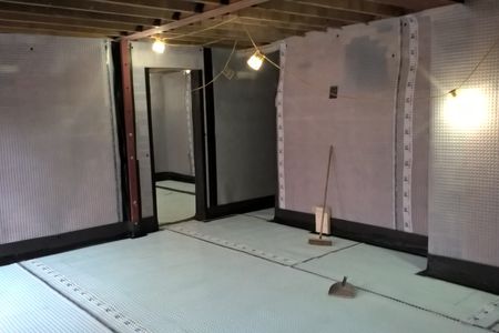 Cavity Drain Waterproofing system installed in a basement