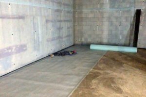 Newton CDM 508 cavity drain membrane applied to walls and floors