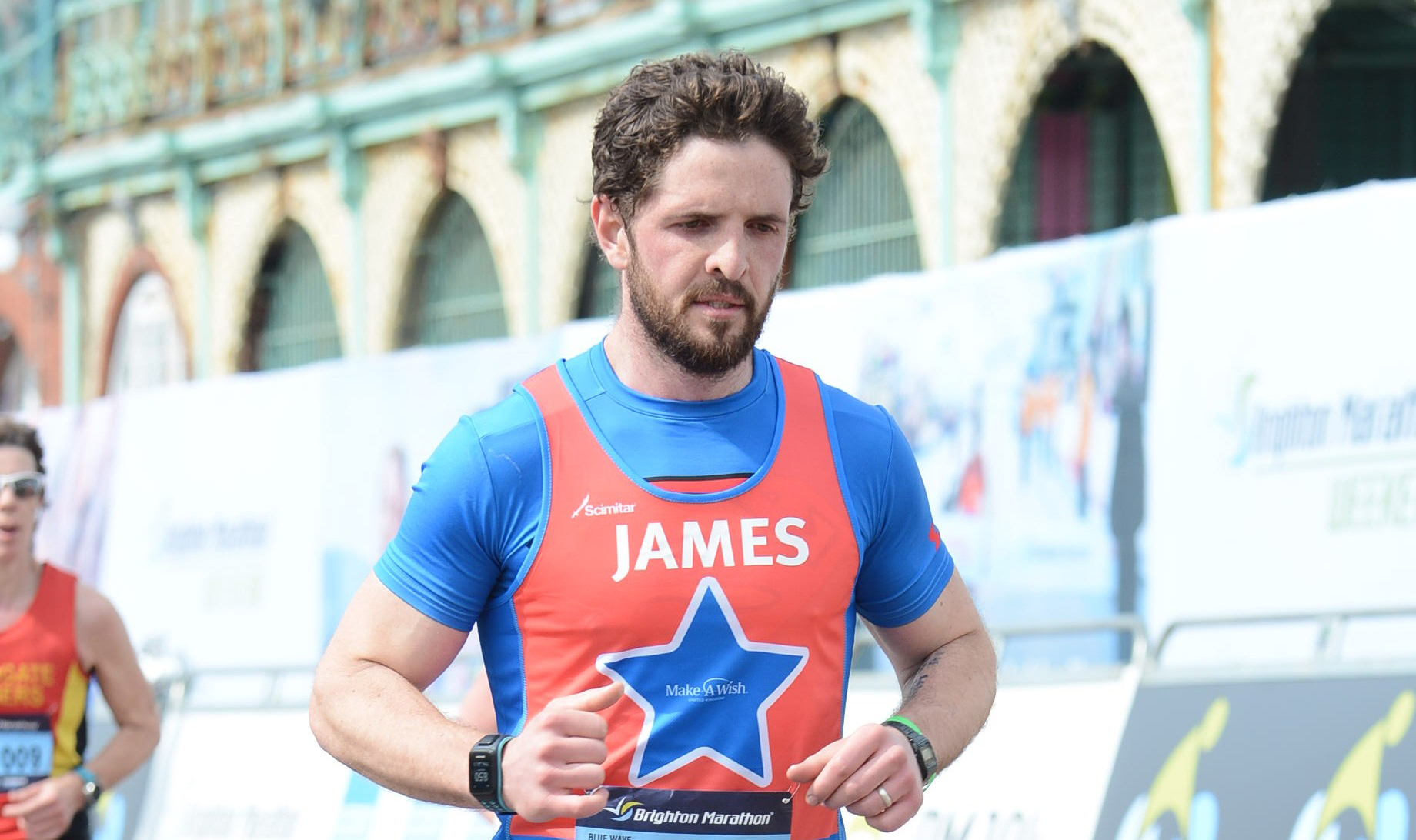 James running the Marathon
