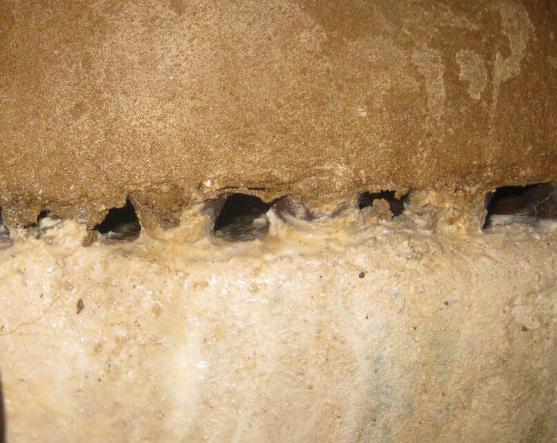 Silt build up in cavity drain waterproofing