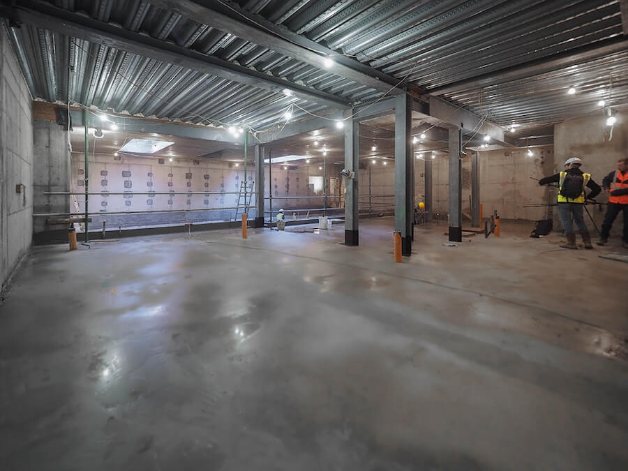 The new basement area included a combination of existing underpinned structure and new reinforced concrete